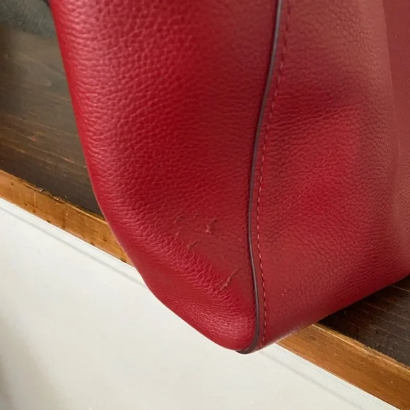 Coach Red Leather Tote Bag - Picture 4 of 9